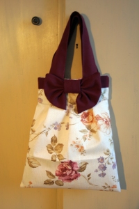 handmade bag with dark red roses